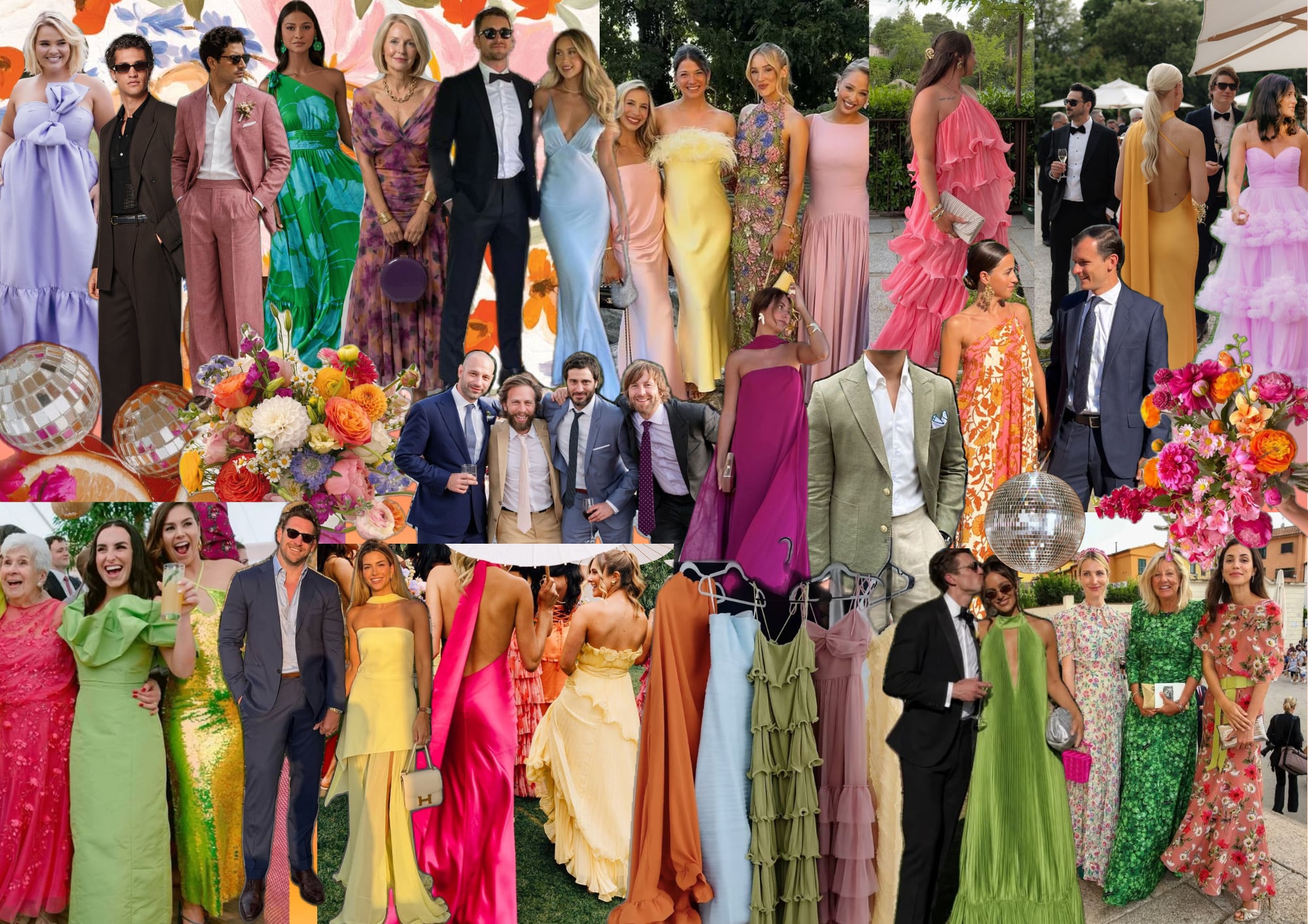 Dress code moodboard - bright, bold colours and patterns